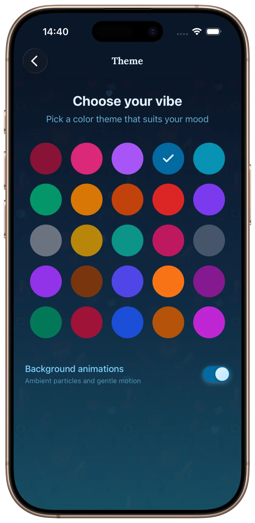Personalize the app with premium color themes