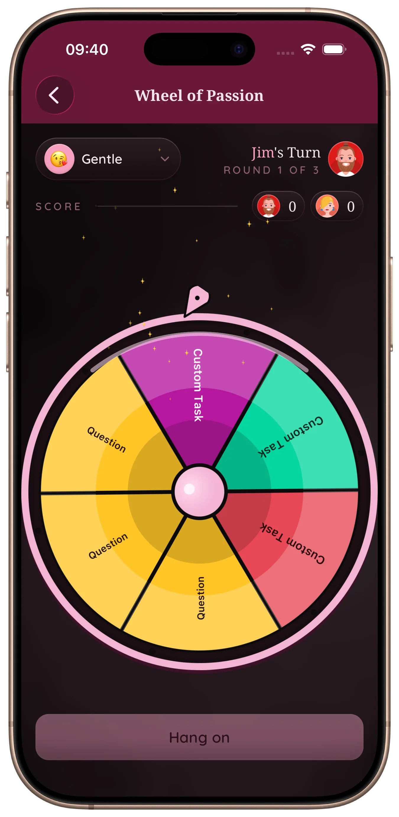 Wheel of Passion at Gentle intensity